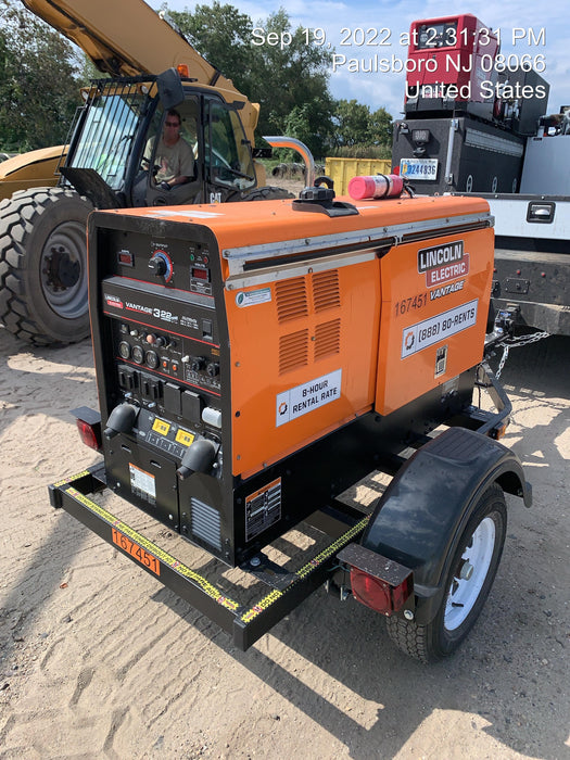 2021 Lincoln Electric Vantage 322 Vantage 322 Ready Pak 3 w/ Decals, ORANGE (includes trailer, cable rack, fender light kit) NO Telematics