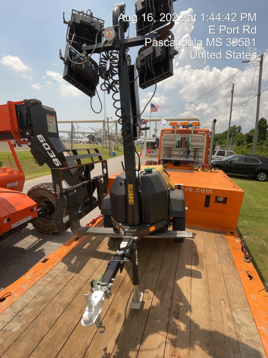 2022 Allmand NLV3GR (4) LED Light Fixture 350W, 23' Vertical Mast, 3kW Prime, Towable, Deep Sea L401, Leveling Jacks, Yanmar T4F 5.8hp