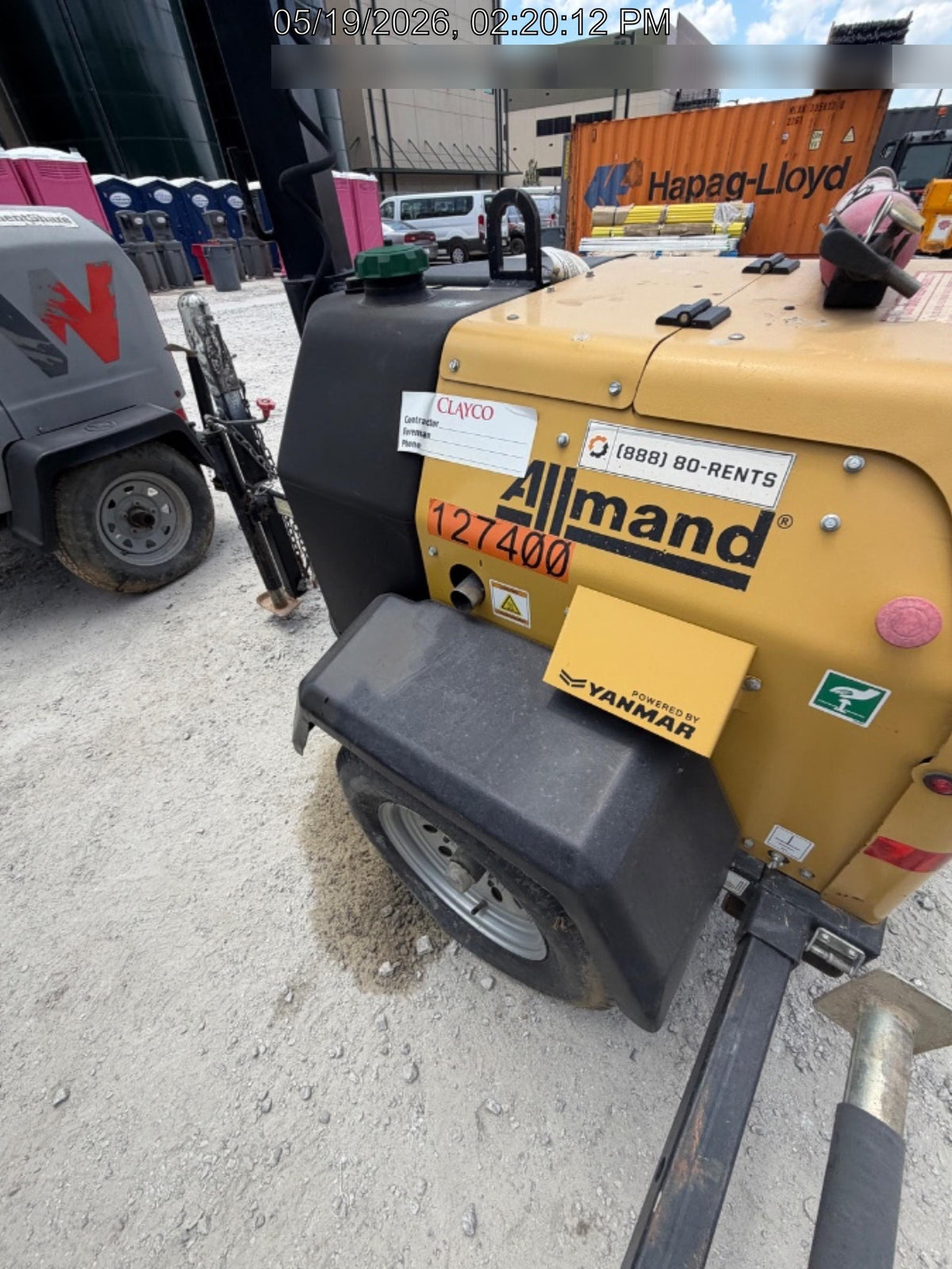 2021 Allmand NLV3GR (4) LED Light Fixture 350W, 23' Vertical Mast, 3kW Prime, Towable, Deep Sea L401, Leveling Jacks, Yanmar T4F 5.8hp
