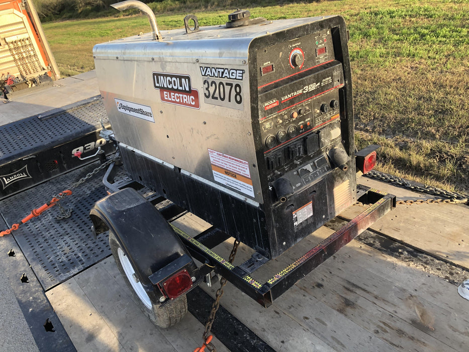 2019 Lincoln Electric Vantage 322 Welder Ready-Pak 3, Two wheel trailer, Fender and Light kit, Cable Rack
