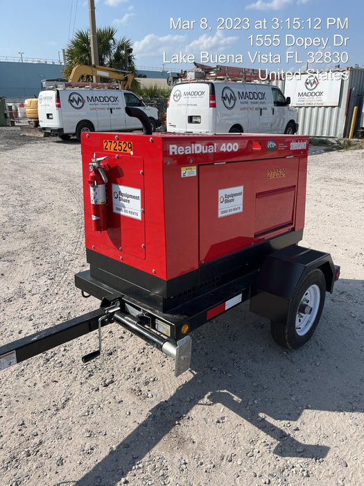 2022 Shindaiwa DGW400MDL Kubota D902 Engine, 23 HP, Dual Op Welder, Wire, Arc, Droop Stick, Tig, and CC Stick Functionality, Simulphase, 3 Phase and 1 Phase Gen Output, Single Axle NB Trlr, Slr Trckl Chrg 12V 12W, Fire Ext