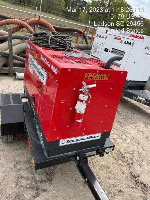 2022 Shindaiwa DGW400MDL Kubota D902 Engine, 23 HP, Dual Op Welder, Wire, Arc, Droop Stick, Tig, and CC Stick Functionality, Simulphase, 3 Phase and 1 Phase Gen Output, Single Axle NB Trlr, Slr Trckl Chrg 12V 12W, Fire Ext