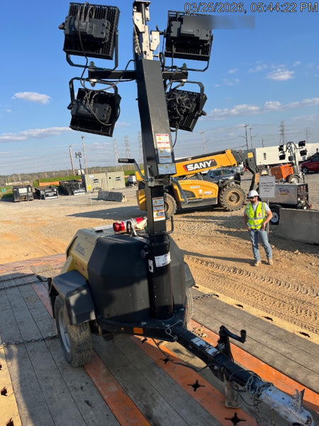 2022 Allmand NLV3GR (4) LED Light Fixture 350W, 23' Vertical Mast, 3kW Prime, Towable, Deep Sea L401, Leveling Jacks, Yanmar T4F 5.8hp