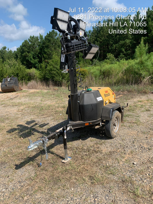 2022 Allmand NLV3GR (4) LED Light Fixture 350W, 23' Vertical Mast, 3kW Prime, Towable, Deep Sea L401, Leveling Jacks, Yanmar T4F 5.8hp