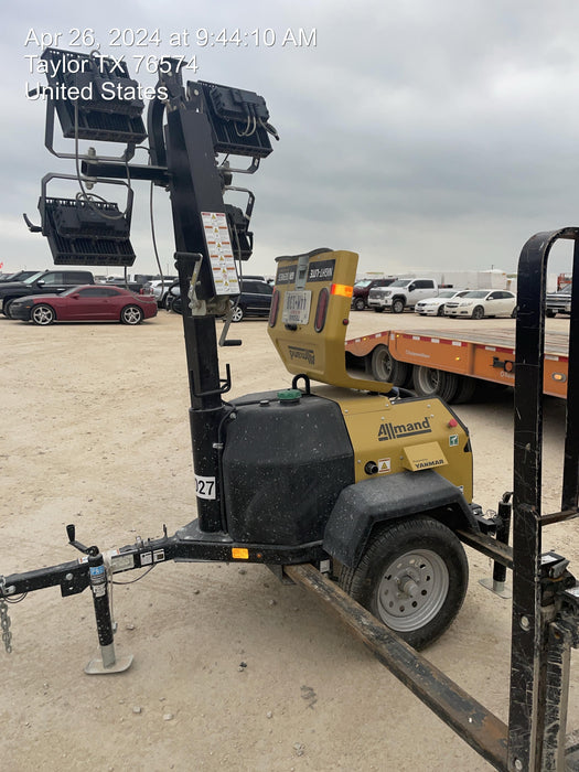 2022 Allmand NLV3GR (4) LED Light Fixture 350W, 23' Vertical Mast, 3kW Prime, Towable, ES Decals, T3