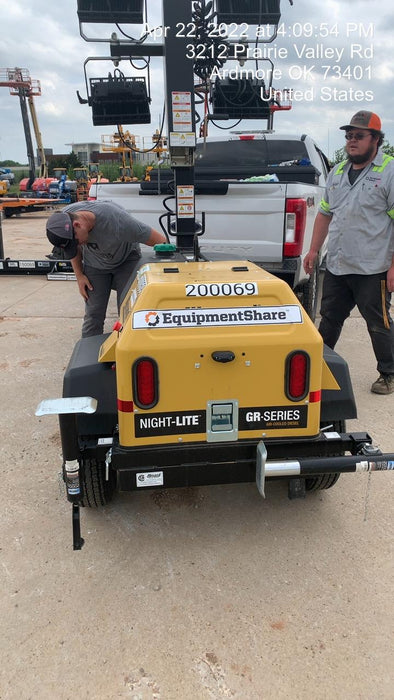 2022 Allmand NLV3GR (4) LED Light Fixture 350W, 23' Vertical Mast, 3kW Prime, Towable, Deep Sea L401, Leveling Jacks, Yanmar T4F 5.8hp