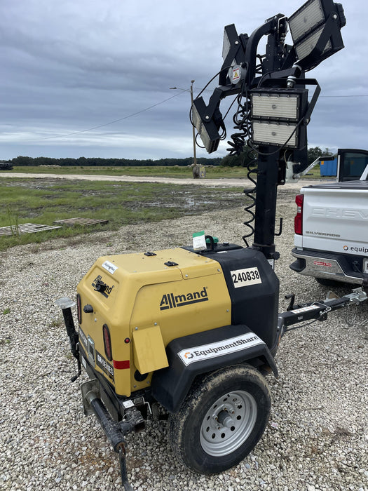 2022 Allmand NLV3GR (4) LED Light Fixture 350W, 23' Vertical Mast, 3kW Prime, Towable, Deep Sea L401, Leveling Jacks, Yanmar T4F 5.8hp