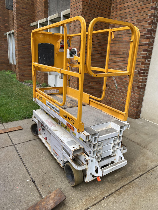 Custom Equipment HB-1430 Hy-Brid Scissor Lift
Platform capacity up to 670 lbs
Working height up to 20 ft
Weighs under 1,700 lbs
Non-marking wheels