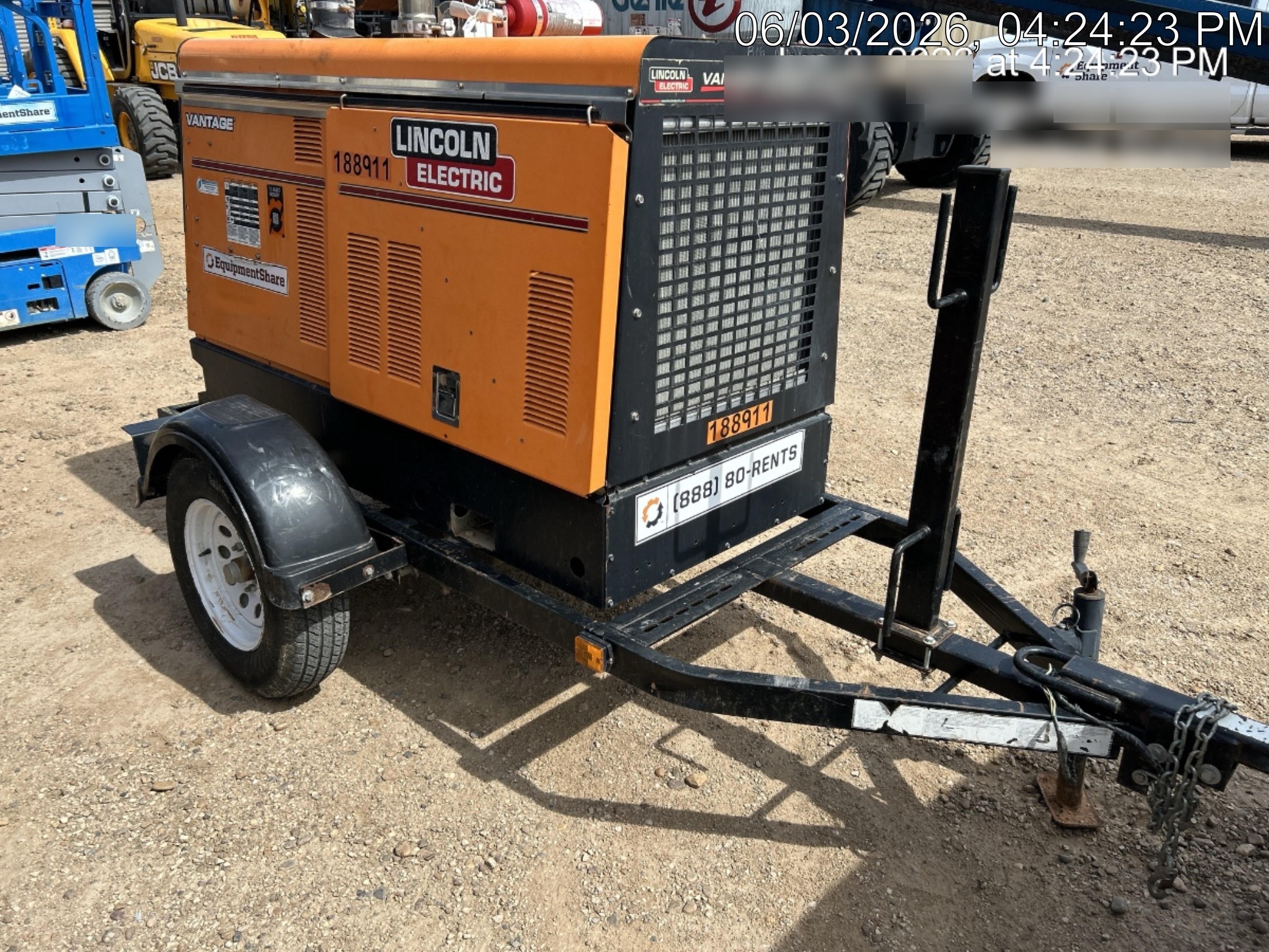 2021 Lincoln Electric Vantage 549X Ready Pak 3, ORANGE (includes trailer, cable rack, fender light kit)
