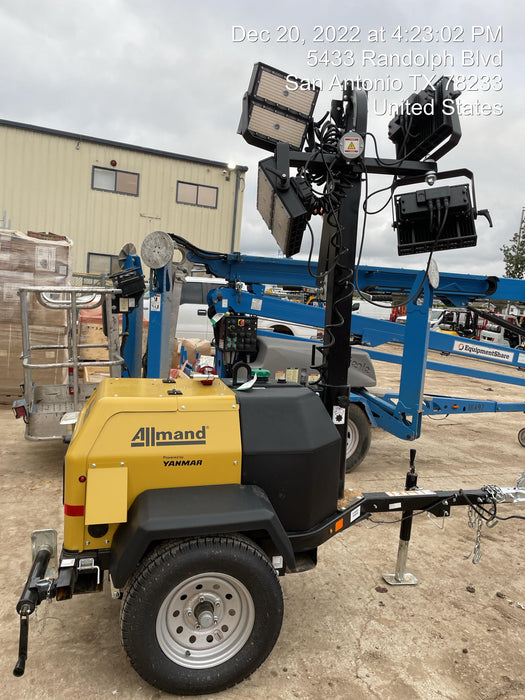 2022 Allmand NLV3GR (4) LED Light Fixture 350W, 23' Vertical Mast, 3kW Prime, Towable, ES Decals, T3
