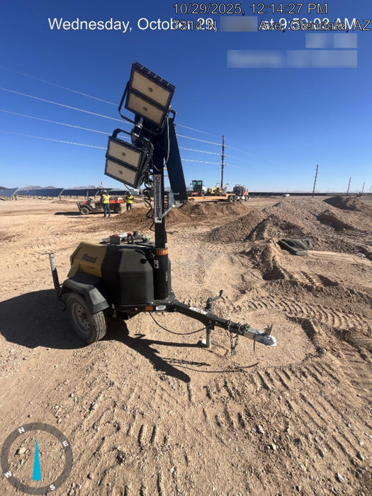 2021 Allmand NLV3GR (4) LED Light Fixture 350W, 23' Vertical Mast, 3kW Prime, Towable, Deep Sea L401, Leveling Jacks, Yanmar T4F 5.8hp