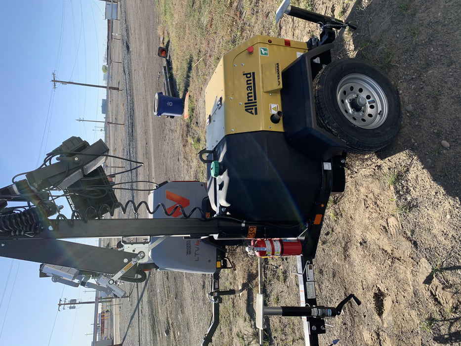 2020 Allmand NLV3GR (4) LED Light Fixture 350W, 23' Vertical Mast, 3kW Prime, Towable, Deep Sea L401, Leveling Jacks, Yanmar T4F 5.8hp