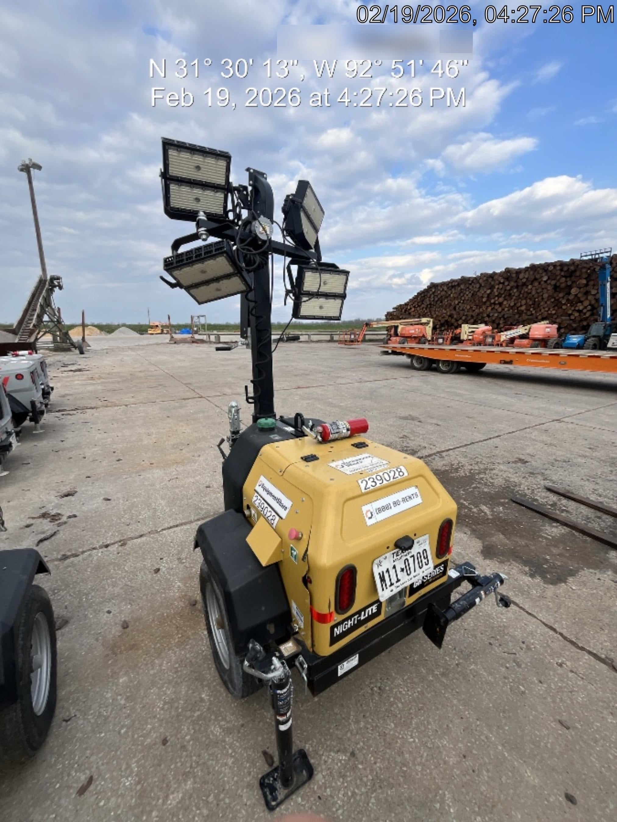 2022 Allmand NLV3GR (4) LED Light Fixture 350W, 23' Vertical Mast, 3kW Prime, Towable, Deep Sea L401, Leveling Jacks, Yanmar T4F 5.8hp