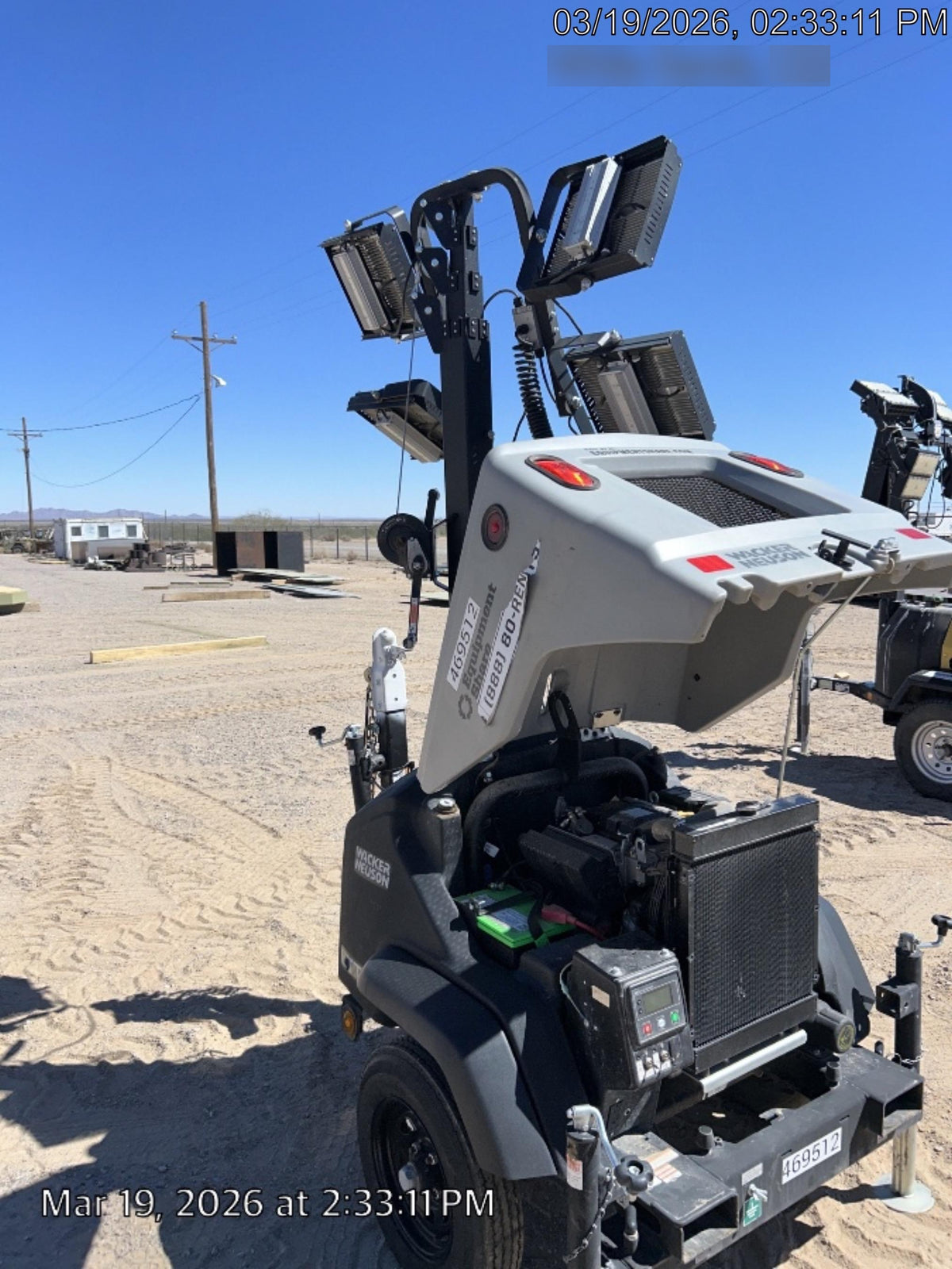 2024 Wacker Neuson LTT4 Diesel, Kohler KDW702, Deep Sea Controller, Auto Start, LED 320W, Bypass Outlet, T3
