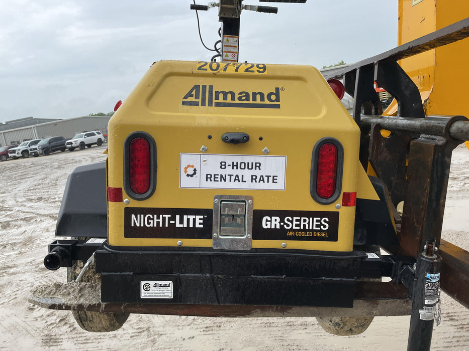 2022 Allmand NLV3GR (4) LED Light Fixture 350W, 23' Vertical Mast, 3kW Prime, Towable, Deep Sea L401, Leveling Jacks, Yanmar T4F 5.8hp