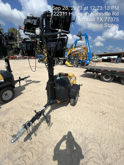 2022 Allmand NLV3GR (4) LED Light Fixture 350W, 23' Vertical Mast, 3kW Prime, Towable, Deep Sea L401, Leveling Jacks, Yanmar T4F 5.8hp