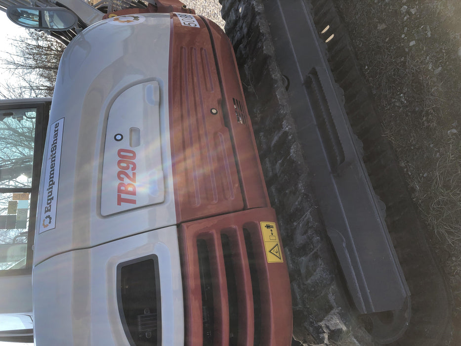 2019 Takeuchi TB290 Cab, AC, Rubber Tracks, Dozer Blade, Travel Alarm, Control Pattern Change Valve, Auxiliary Hydraulics w/18" Quick Coupler Bucket with teeth, 6.2 cu. ft. capacity/24" Quick Coupler Bucket with teeth, 8.6 cu. ft. capacity/36" Quick Coupler Bucket with teeth, 13.4 cu. ft. capacity, Quick Coupler, Hydraulic Thumb Installed