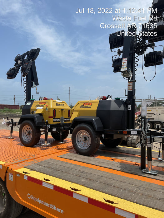 2022 Allmand NLV3GR (4) LED Light Fixture 350W, 23' Vertical Mast, 3kW Prime, Towable, Deep Sea L401, Leveling Jacks, Yanmar T4F 5.8hp