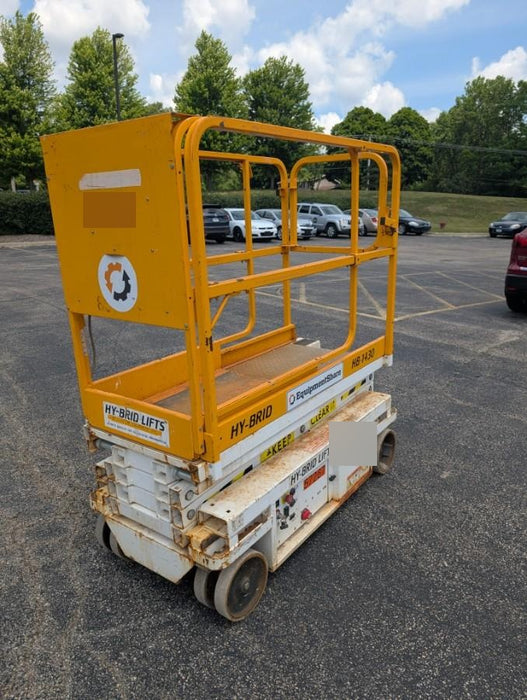 Custom Equipment HB-1430 <ul>
 <li>Hy-Brid Scissor Lift</li>
  <li>Platform capacity up to 670 lbs.</li>
  <li>Working height up to 20 ft</li>
  <li>Weighs under 1,700 lbs.</li>
  <li>Non-marking wheels </li>
</ul>