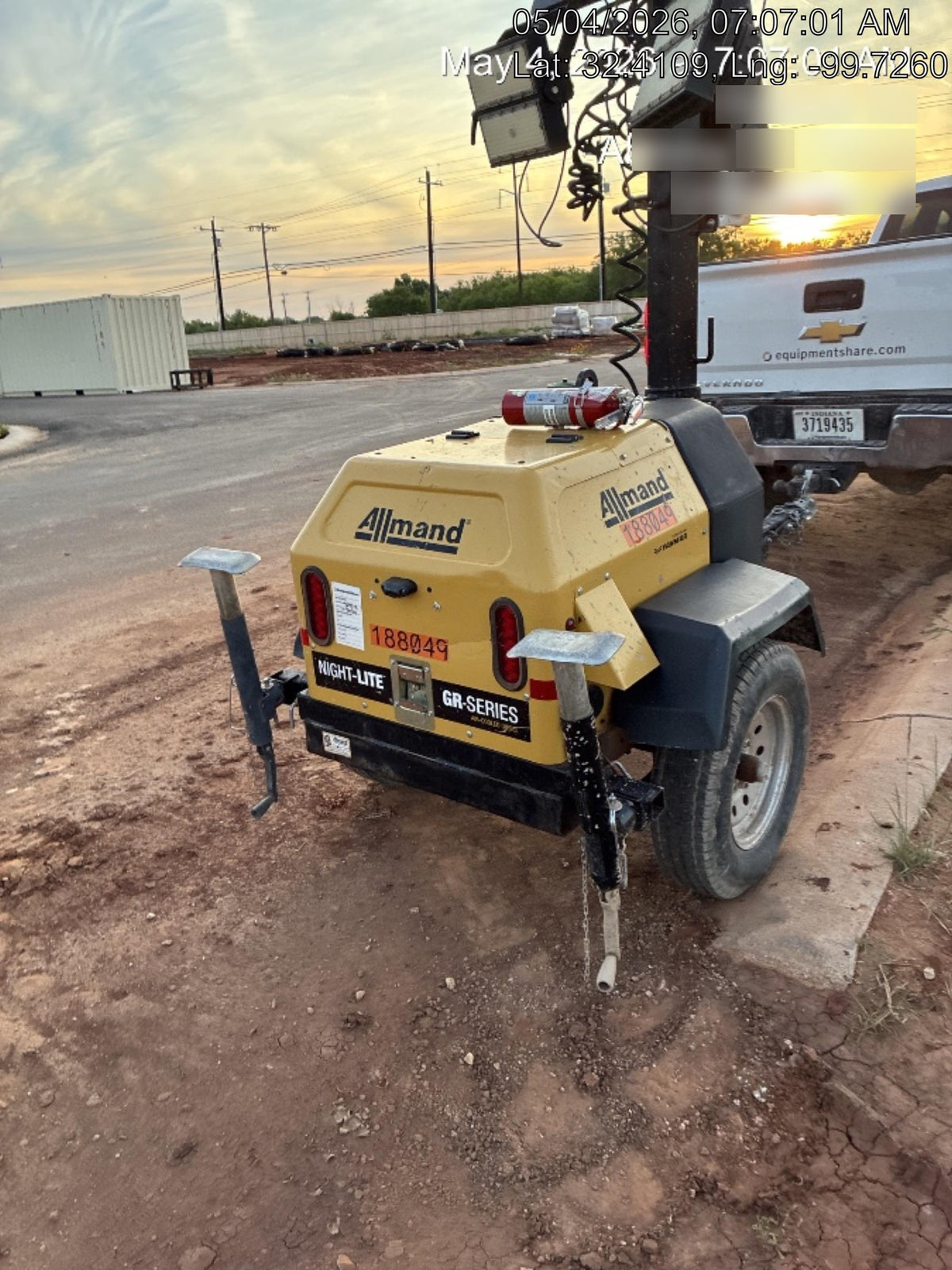 Allmand NLV3GR (4) LED Light Fixture 350W, 23' Vertical Mast, 3kW Prime, Towable, Deep Sea L401, Leveling Jacks, Yanmar T4F 5.8hp