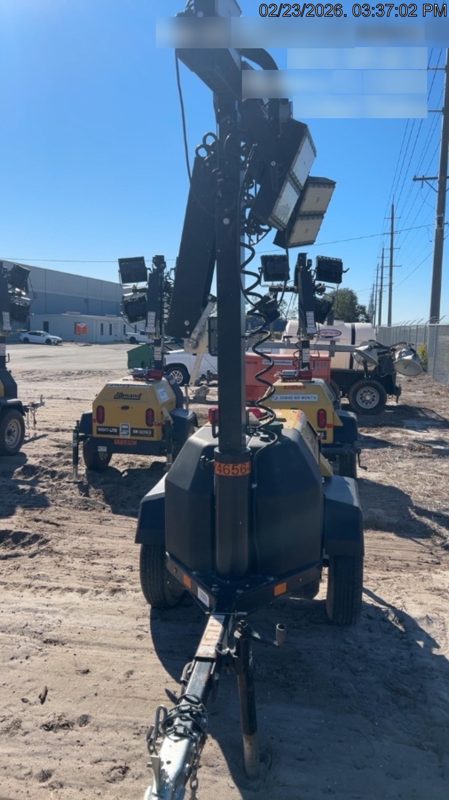 2022 Allmand NLV3GR (4) LED Light Fixture 350W, 23' Vertical Mast, 3kW Prime, Towable