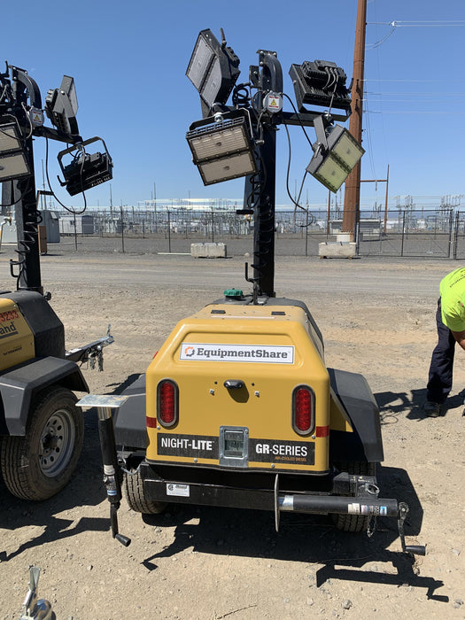 2020 Allmand NLV3GR (4) LED Light Fixture 350W, 23' Vertical Mast, 3kW Prime, Towable, Deep Sea L401, Leveling Jacks, Yanmar T4F 5.8hp