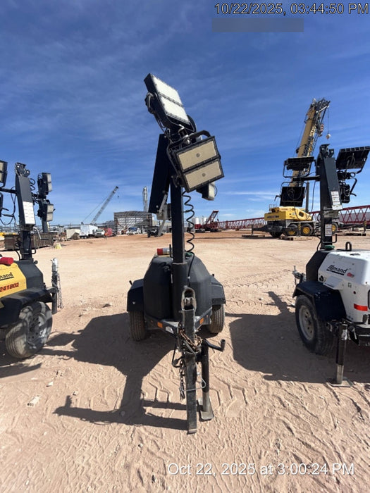 2022 Allmand NLV3GR (4) LED Light Fixture 350W, 23' Vertical Mast, 3kW Prime, Towable, Deep Sea L401, Leveling Jacks, Yanmar T4F 5.8hp