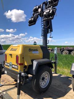 2021 Allmand NLV3GR (4) LED Light Fixture 350W, 23' Vertical Mast, 3kW Prime, Towable, Deep Sea L401, Leveling Jacks, Yanmar T4F 5.8hp