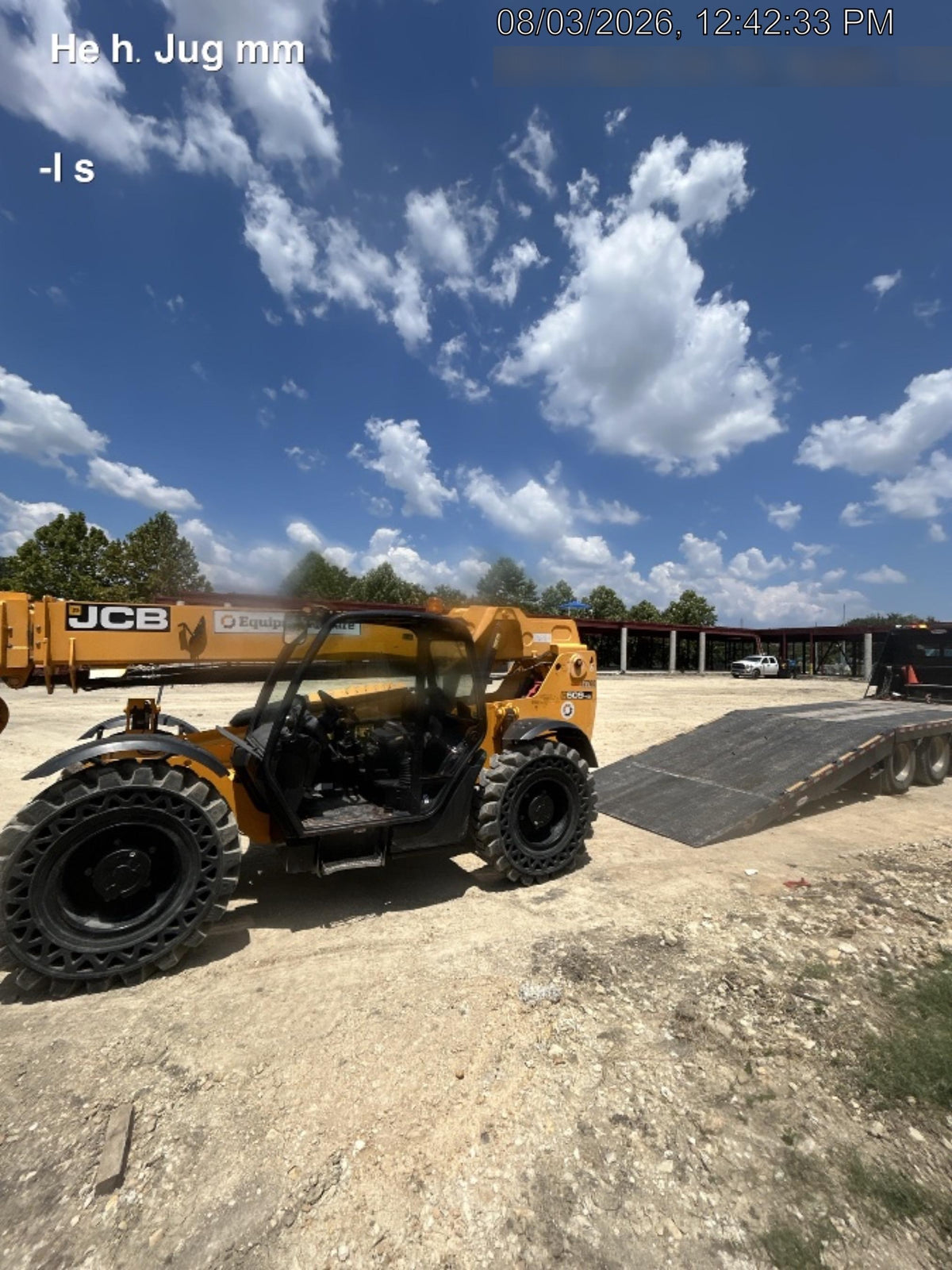 2019 JCB 509-42 74 HP w/Open ROPS, Beacon, Aux Hydraulics, LED Work lights, Solid Tires w/66" Carriage/60" Forks