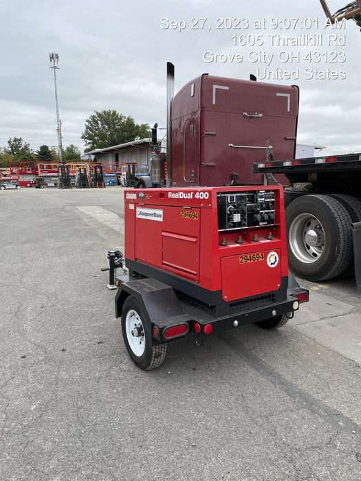 2023 Shindaiwa DGW400MDL Kubota D902 Engine, 23 HP, Dual Op Welder, Wire, Arc, Droop Stick, Tig, and CC Stick Functionality, Simulphase, 3 Phase and 1 Phase Gen Output, Single Axle NB Trlr, Slr Trckl Chrg 12V 12W, Fire Ext