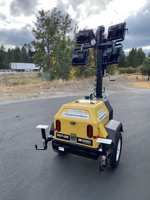 Allmand NLV3GR (4) LED Light Fixture 350W, 23' Vertical Mast, 3kW Prime, Towable, Deep Sea L401, Leveling Jacks, Yanmar T4F 5.8hp