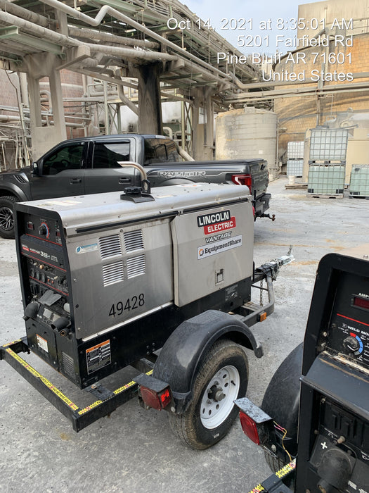 2019 Lincoln Electric Vantage 322 Ready-Pak 3, Two Wheel Trailer, Fender and Light Kit, Cable Rack