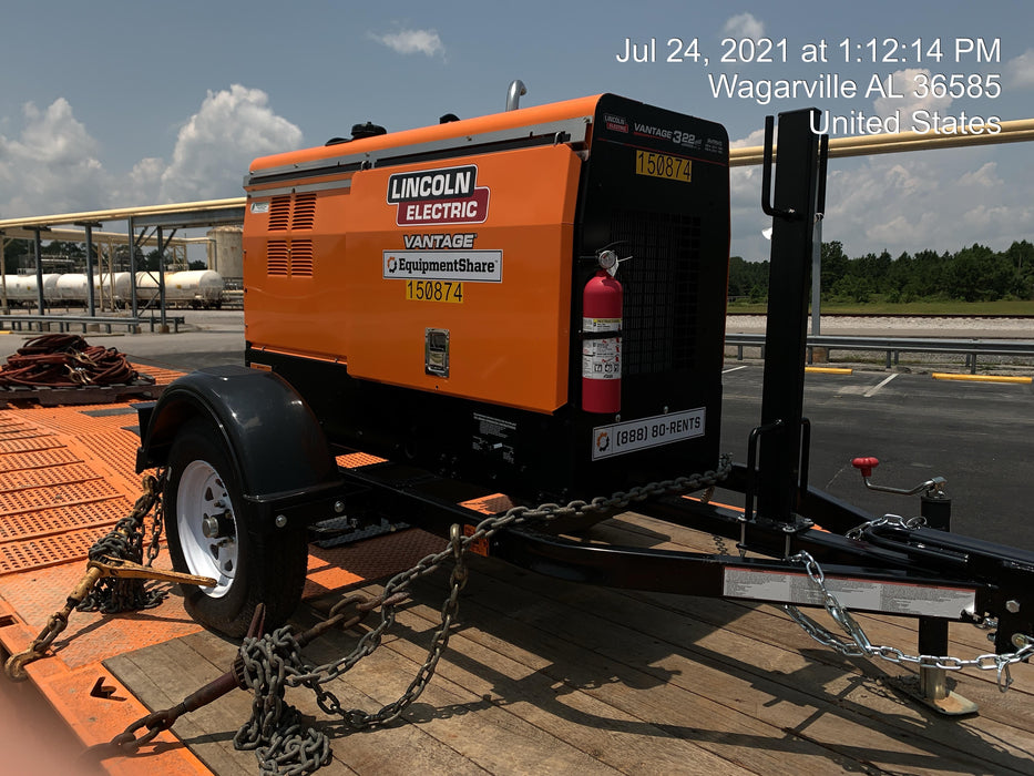 2021 Lincoln Electric Vantage 322 Vantage 322 Ready Pak 3 w/ Telematics & Decals, ORANGE (includes trailer, cable rack, fender light kit)