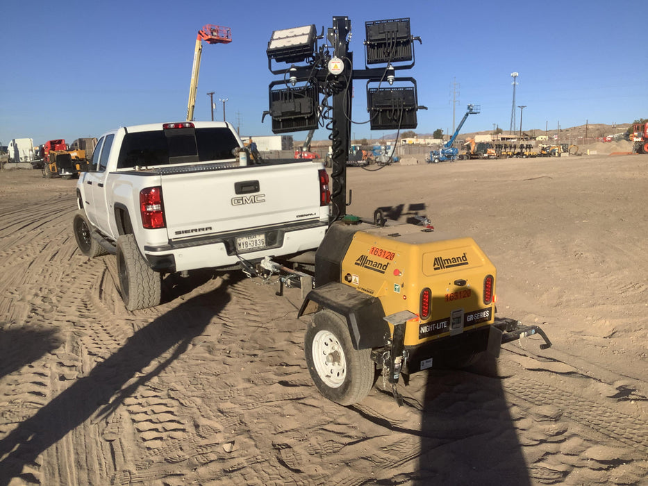 2021 Allmand NLV3GR (4) LED Light Fixture 350W, 23' Vertical Mast, 3kW Prime, Towable, Deep Sea L401, Leveling Jacks, Yanmar T4F 5.8hp