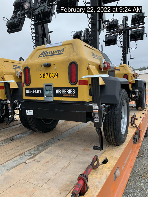 2022 Allmand NLV3GR (4) LED Light Fixture 350W, 23' Vertical Mast, 3kW Prime, Towable, Deep Sea L401, Leveling Jacks, Yanmar T4F 5.8hp