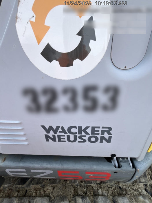 2019 Wacker Neuson EZ53 Open ROPS, Long Dipperstick, T4, VDS Manual QC, Buckets: 12/18/24"
