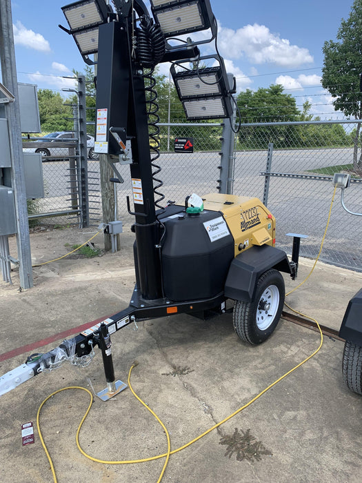 2021 Allmand NLV3GR (4) LED Light Fixture 350W, 23' Vertical Mast, 3kW Prime, Towable, Deep Sea L401, Leveling Jacks, Yanmar T4F 5.8hp