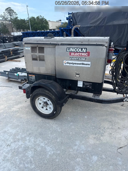 2019 Lincoln Electric Vantage 322 Welder Ready-Pak 3, Two wheel trailer, Fender and Light kit, Cable Rack