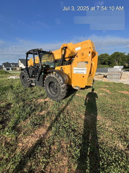 2019 JCB 509-42 74 HP w/Open ROPS, Beacon, Aux Hydraulics, LED Work lights, Solid Tires 66" Carriage/60" Forks