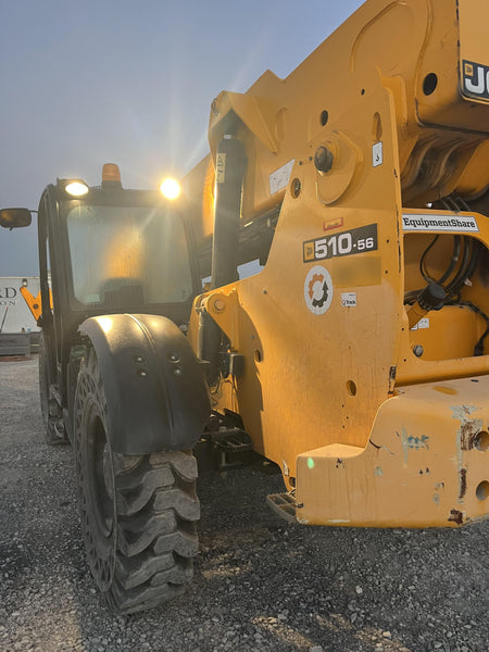 2019 JCB 510-56 Canopy, 74 HP, Solid Tires, STD Worklight, Beacon, Aux Hydraulics, Lifting Eye, Back up Alarm w/66" Carriage/60" Forks