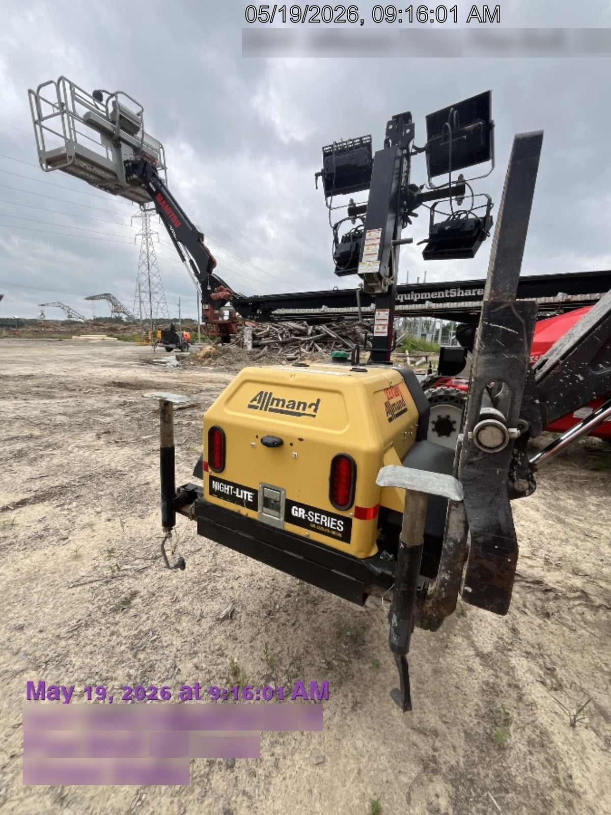 2022 Allmand NLV3GR (4) LED Light Fixture 350W, 23' Vertical Mast, 3kW Prime, Towable, Deep Sea L401, Leveling Jacks, Yanmar T4F 5.8hp