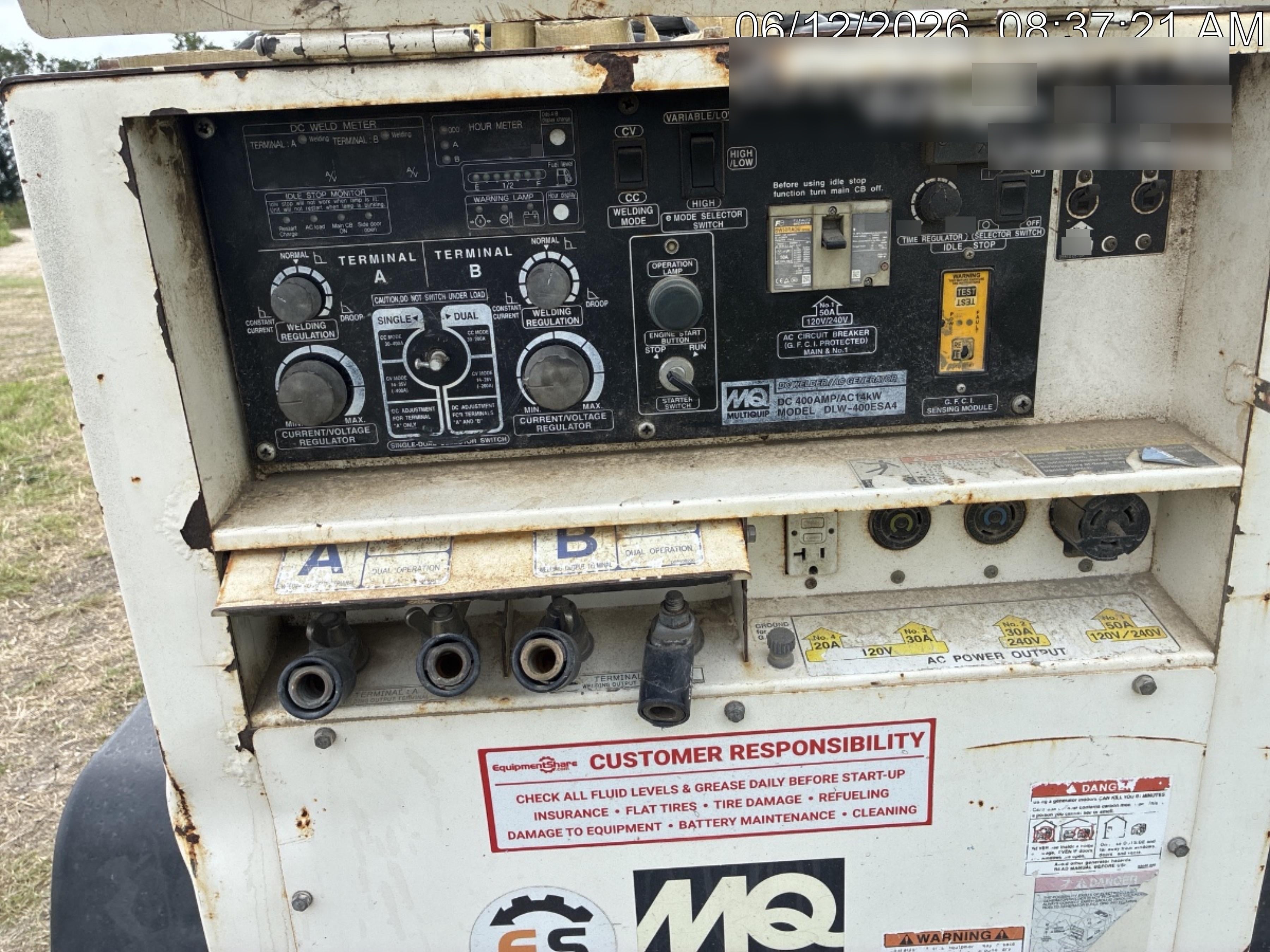 2017 Multiquip DLW400ESA4 400 amp Welder, 14kW, 120/240V, T4F Kubota