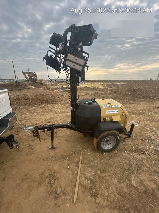 2022 Allmand NLV3GR (4) LED Light Fixture 350W, 23' Vertical Mast, 3kW Prime, Towable, Deep Sea L401, Leveling Jacks, Yanmar T4F 5.8hp