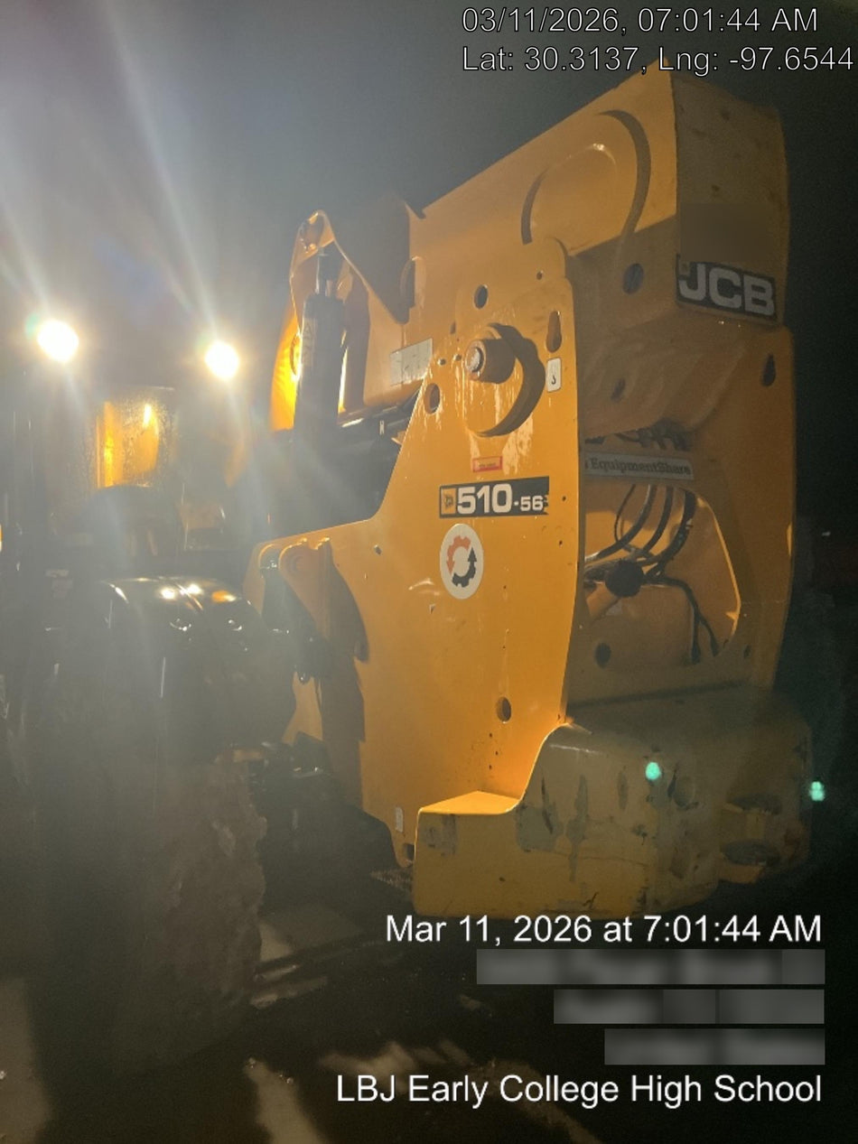 2019 JCB 510-56 Canopy, 74 HP, Solid Tires, STD Worklight, Beacon, Aux Hydraulics, Lifting Eye, Back up Alarm w/66" Carriage/60" Forks