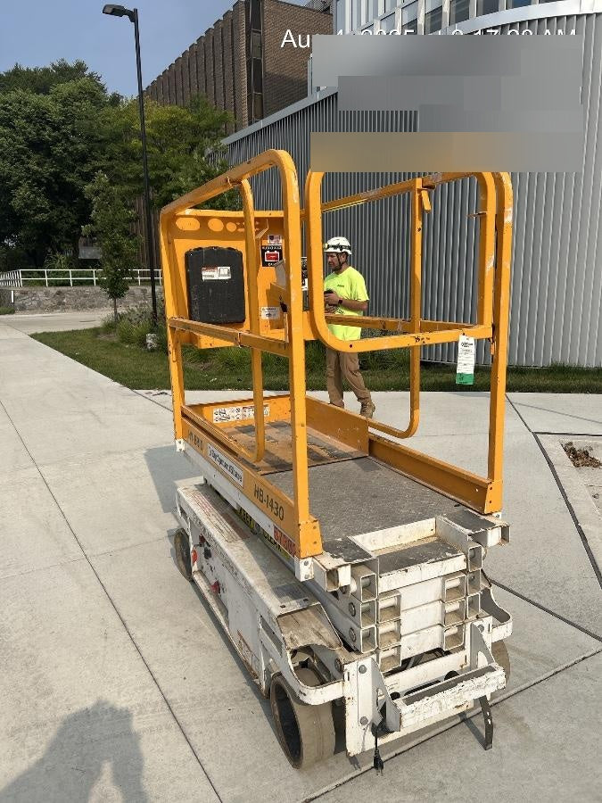 Custom Equipment HB-1430 <ul>
 <li>Hy-Brid Scissor Lift</li>
  <li>Platform capacity up to 670 lbs.</li>
  <li>Working height up to 20 ft</li>
  <li>Weighs under 1,700 lbs.</li>
  <li>Non-marking wheels </li>
</ul>