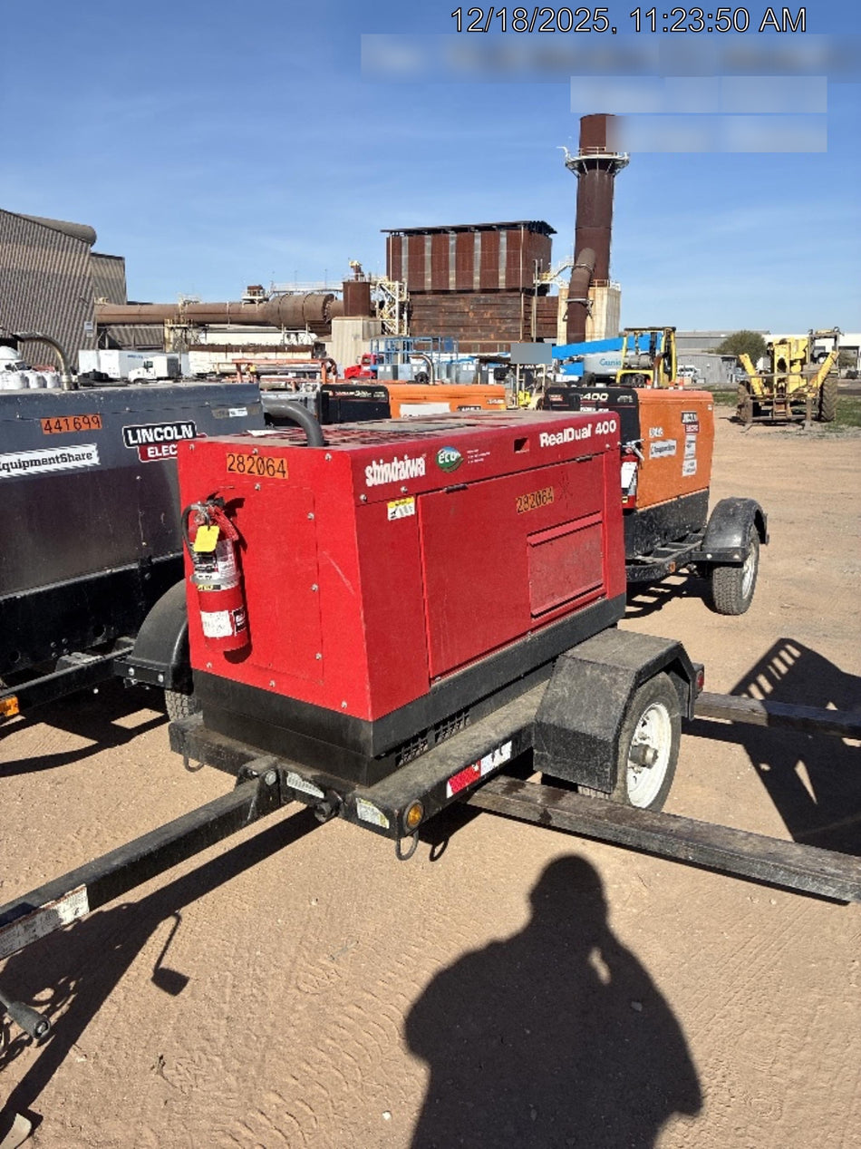 2022 Shindaiwa DGW400MDL Kubota D902 Engine, 23 HP, Dual Op Welder, Wire, Arc, Droop Stick, Tig, and CC Stick Functionality, Simulphase, 3 Phase and 1 Phase Gen Output, Single Axle NB Trlr, Slr Trckl Chrg 12V 12W, Fire Ext