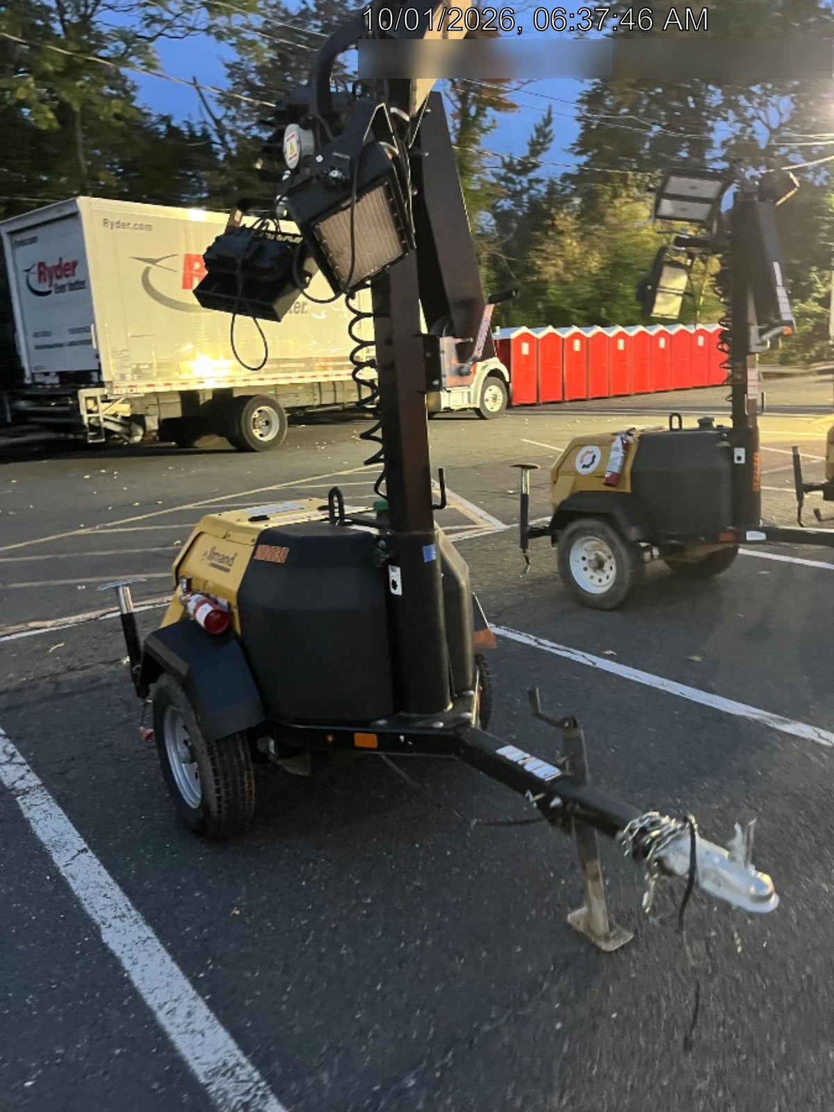 2022 Allmand NLV3GR (4) LED Light Fixture 350W, 23' Vertical Mast, 3kW Prime, Towable, Deep Sea L401, Leveling Jacks, Yanmar T4F 5.8hp