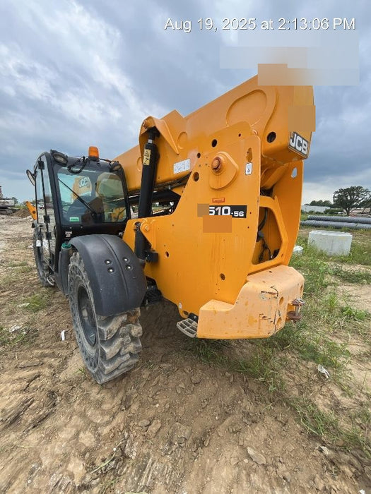 2019 JCB 510-56 74 HP w/CAB/HVAC, Beacon, Worklights, Aux Hydraulics, Solid Tires 72" Carriage/60" Forks