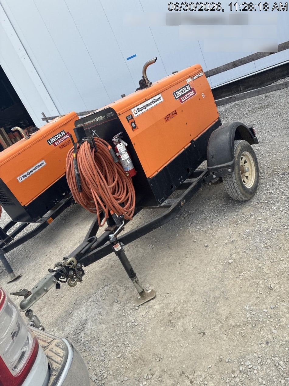 2021 Lincoln Electric Vantage 322 Vantage 322 Ready Pak 3 w/ Decals, ORANGE (includes trailer, cable rack, fender light kit) NO Telematics