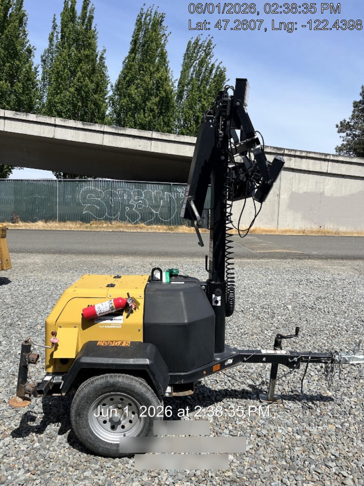2022 Allmand NLV3GR (4) LED Light Fixture 350W, 23' Vertical Mast, 3kW Prime, Towable, Deep Sea L401, Leveling Jacks, Yanmar T4F 5.8hp